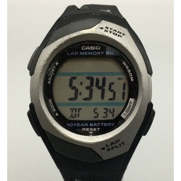 Casio Other - Casio Digital Sports Watch Men Black Tone Round Timer 100M Date Day New Battery